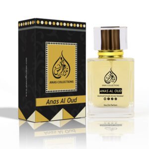 Anas Al Oud perfume bottle and black signature packaging box set.